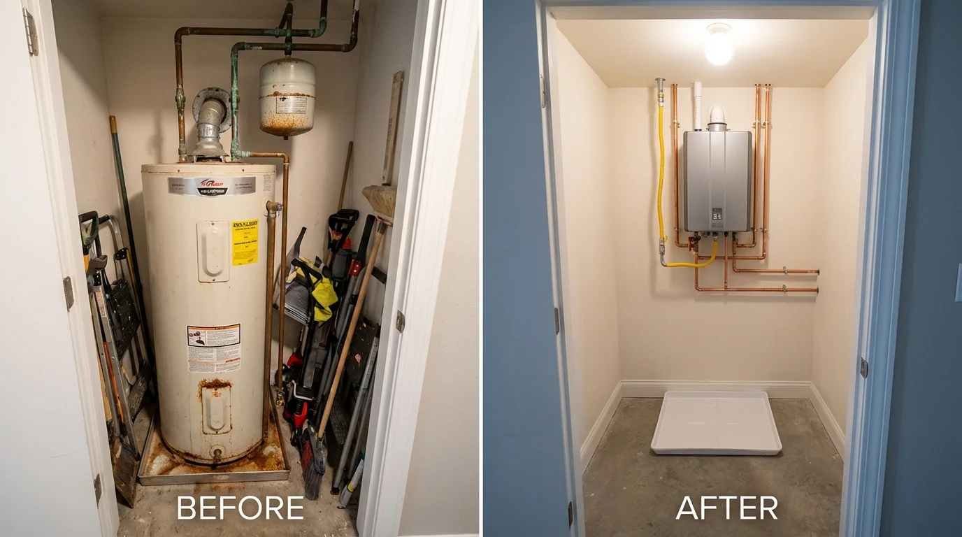Tank water heater versus wall-mounted tankless unit comparison for Westminster, CO homeowners