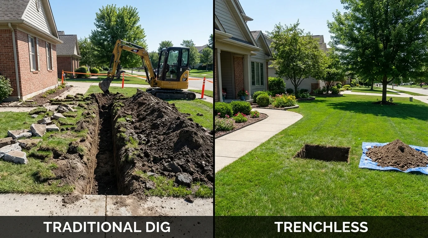 Trenchless sewer repair with minimal yard damage versus traditional excavation in Westminster, CO